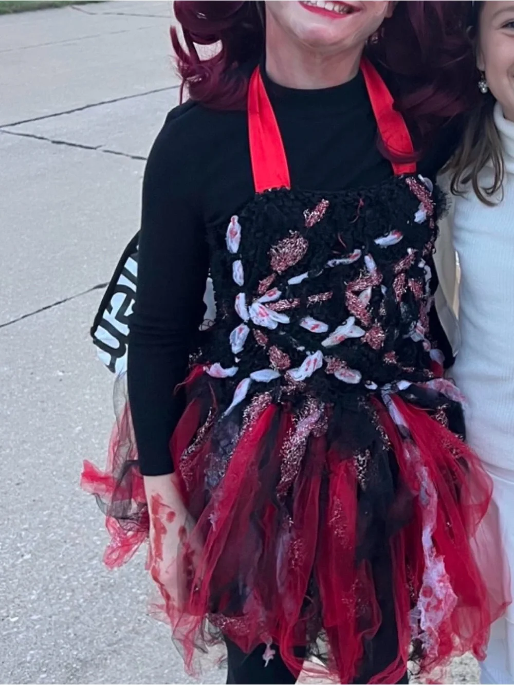 Red and Black Tulle Halloween Kids Costume Dress